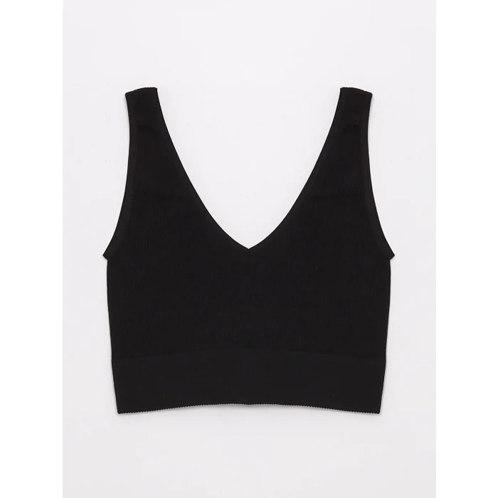 XSIDE ACTIVE SİYAH V Yaka Düz Seamless Kadın Spor Büstiyer