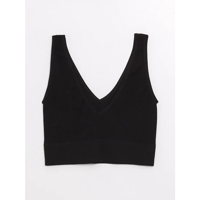 XSIDE ACTIVE SİYAH V Yaka Düz Seamless Kadın Spor Büstiyer