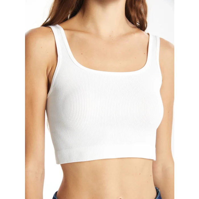 XSIDE ACTIVE BEYAZ U Yaka Crop Kadın Sporcu Atleti