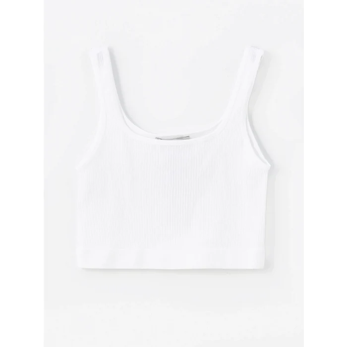 XSIDE ACTIVE BEYAZ U Yaka Crop Kadın Sporcu Atleti