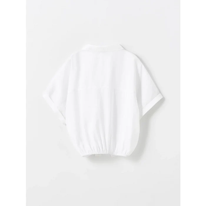 LCW Kids BEYAZ Basic Kısa Kollu Kız Çocuk Crop Gömlek