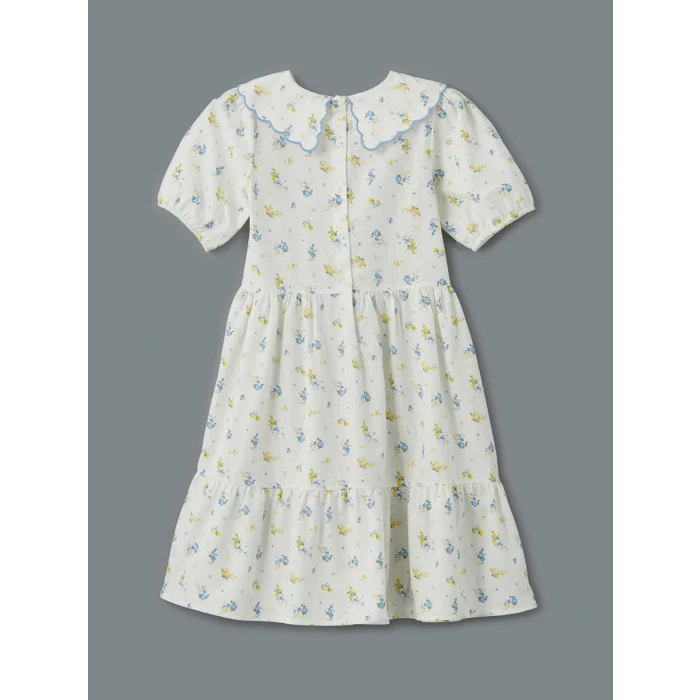 LCW Kids EKRU Bebe Yaka Çiçekli Kız Çocuk Elbise