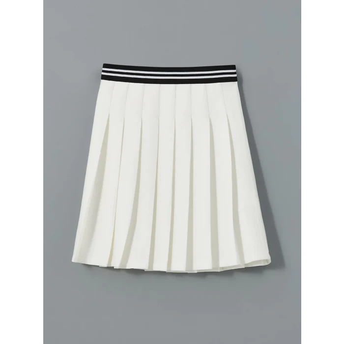 LCW Kids EKRU Beli Lastikli Pileli Kız Çocuk Etek