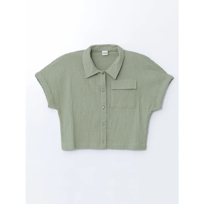 LCW Kids HAKİ Kısa Kollu Kız Çocuk Gömlek ve Pantolon