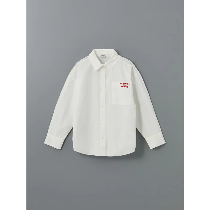 LCW Kids EKRU Uzun Kollu Kız Çocuk Gömlek