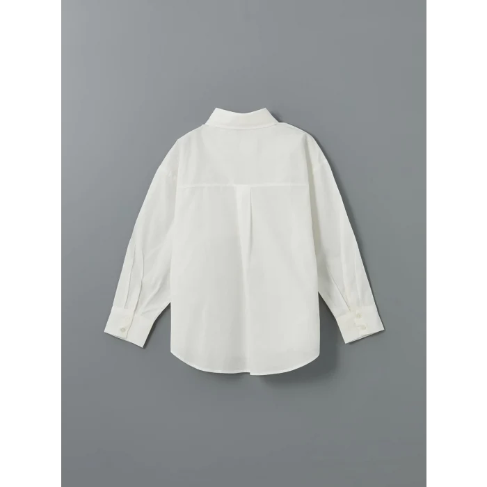 LCW Kids EKRU Uzun Kollu Kız Çocuk Gömlek