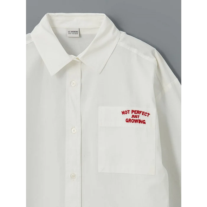 LCW Kids EKRU Uzun Kollu Kız Çocuk Gömlek