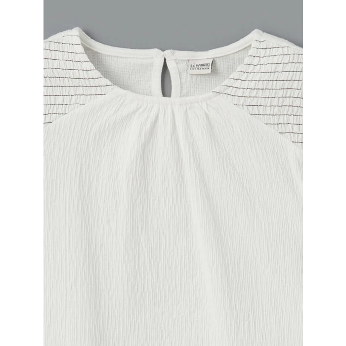 LCW Kids EKRU Bisiklet Yaka Kız Çocuk Tişört