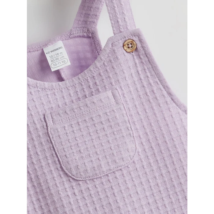 LCW baby EKRU Penye Kız Bebek Salopet ve Tişört 2li