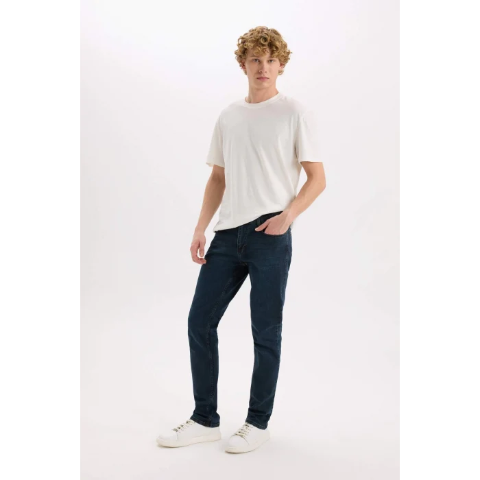 Defacto B4860 Mavi Pedro Slim Fit Dar Kalıp Normal Bel Dar Paça Jean Pantolon