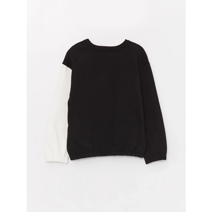 LCW Kids SİYAH Bisiklet Yaka Baskılı Uzun Kollu Kız Çocuk Sweatshirt ve Tayt