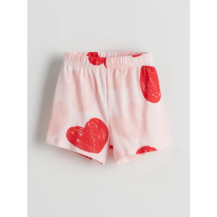 LCW baby PEMBE Kalp Baskılı Kız Bebek Şortlu Pijama Takım
