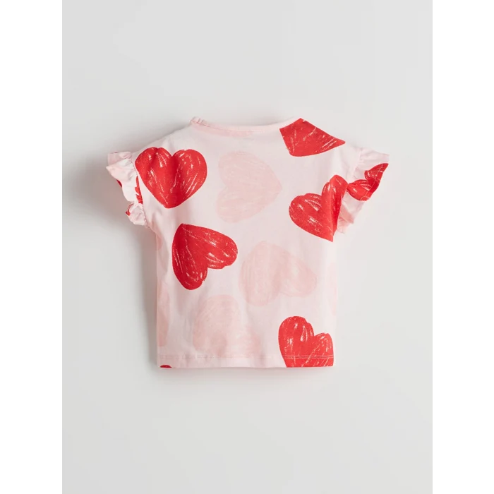 LCW baby PEMBE Kalp Baskılı Kız Bebek Şortlu Pijama Takım