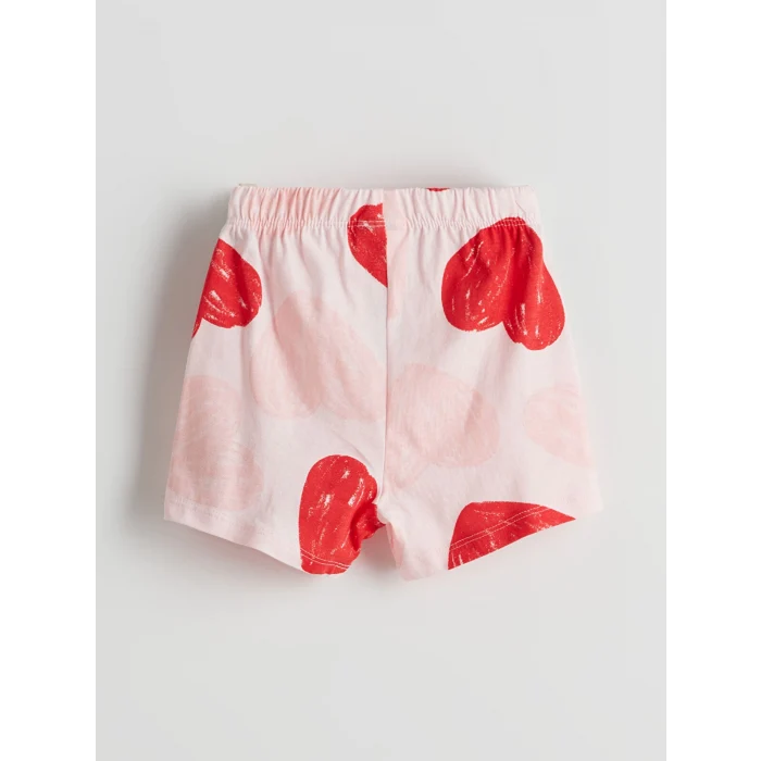 LCW baby PEMBE Kalp Baskılı Kız Bebek Şortlu Pijama Takım