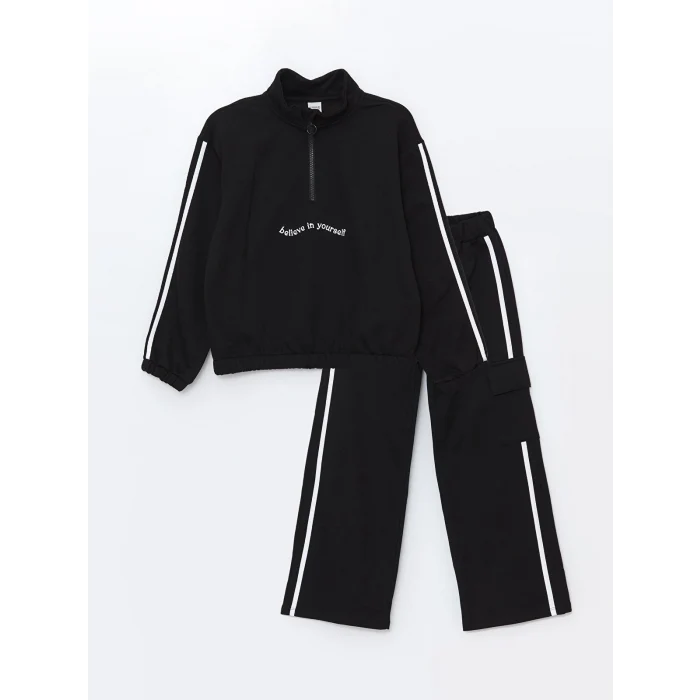 LCW Kids SİYAH Dik Yaka Kız Çocuk Eşofman Takımı