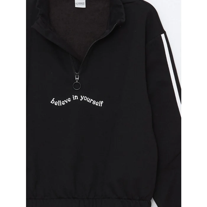 LCW Kids SİYAH Dik Yaka Kız Çocuk Eşofman Takımı