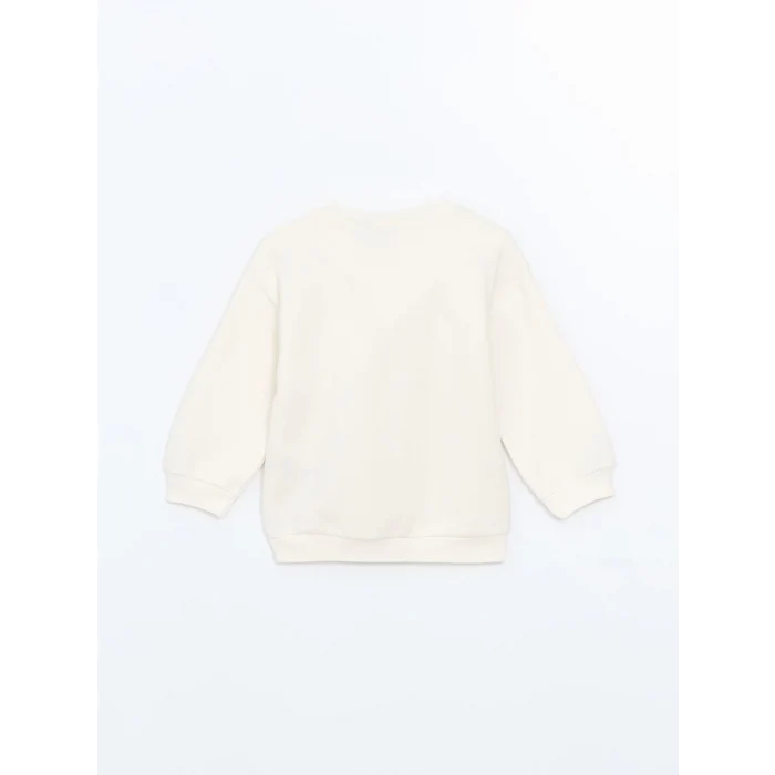 LCW Kids EKRU Bisiklet Yaka Elsa Baskılı Kız Çocuk Sweatshirt ve Tayt 2li Takım