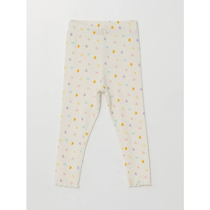 LCW baby EKRU Bisiklet Yaka Uzun Kollu Baskılı Kız Bebek Pijama Takımı