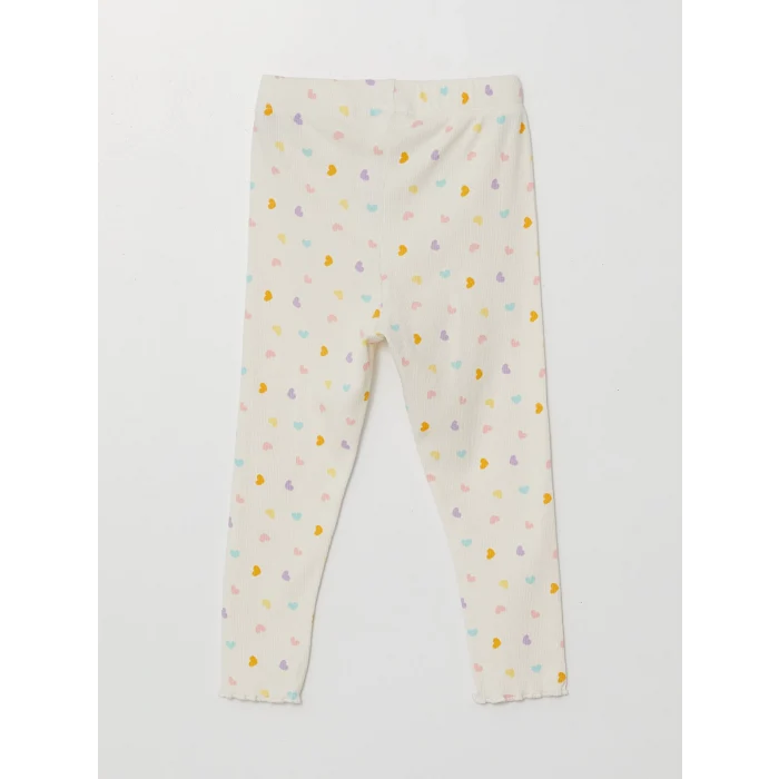 LCW baby EKRU Bisiklet Yaka Uzun Kollu Baskılı Kız Bebek Pijama Takımı