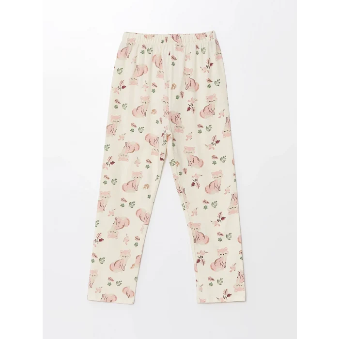 LCW baby EKRU Gömlek Yaka Uzun Kollu Kız Bebek Pijama Takımı