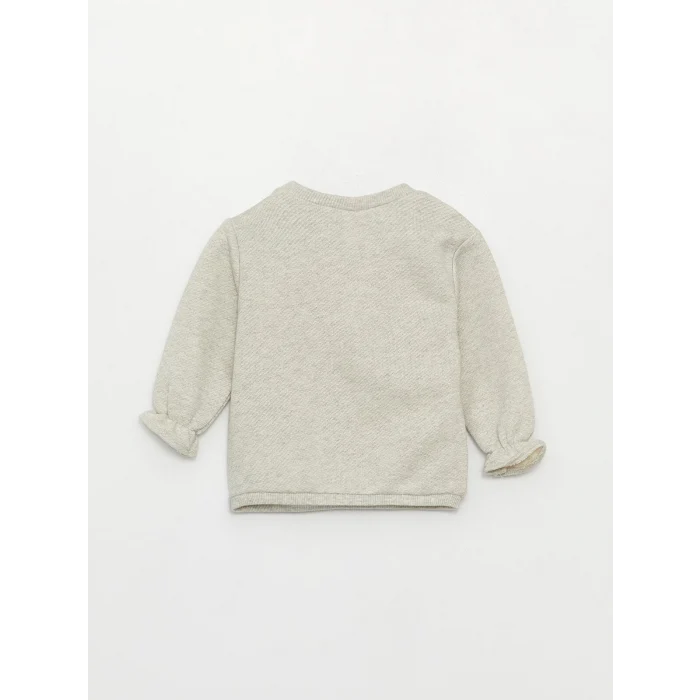 LCW baby BEYAZ Bisiklet Yaka Uzun Kollu Kız Bebek Sweatshirt ve Tayt 2li Takım