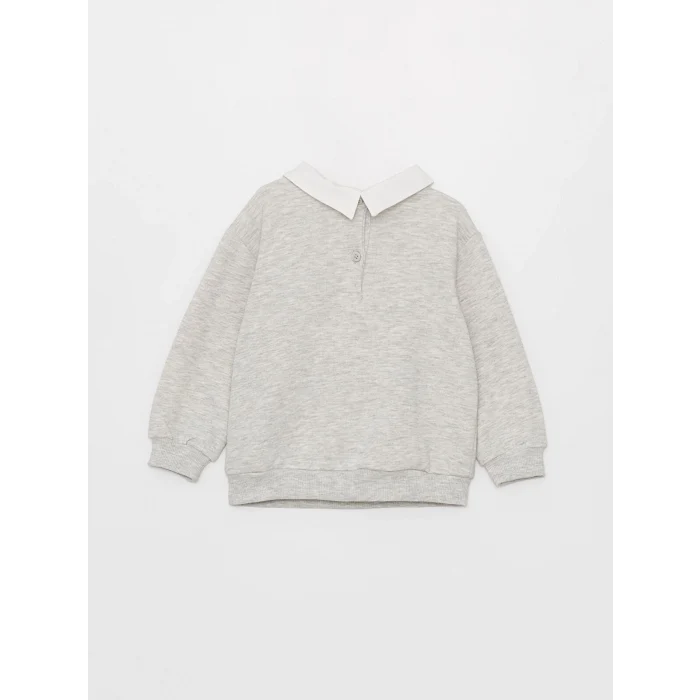 LCW baby GRİ Gömlek Yaka Uzun Kollu Kız Bebek 3lü Takım