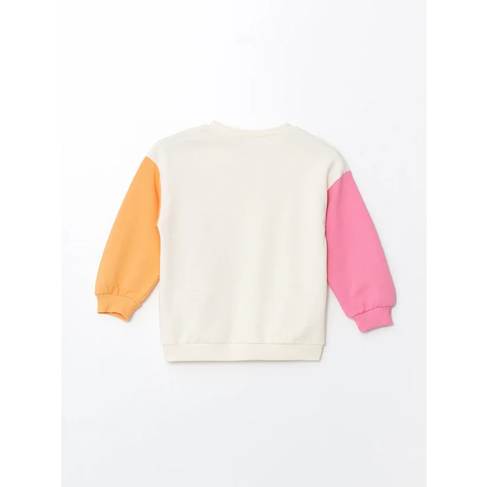 LCW Kids EKRU Bisiklet Yaka Uzun Kollu Minnie Mouse Baskılı Kız Bebek Sweatshirt ve Eşofman Alt 2li