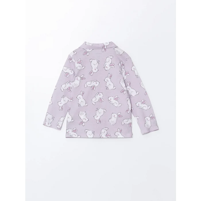 LCW baby LİLA Gömlek Yaka Kız Bebek Pijama Takımı