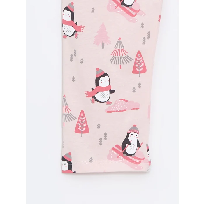 LCW baby PEMBE Gömlek Yaka Baskılı Kız Bebek Pijama Takım