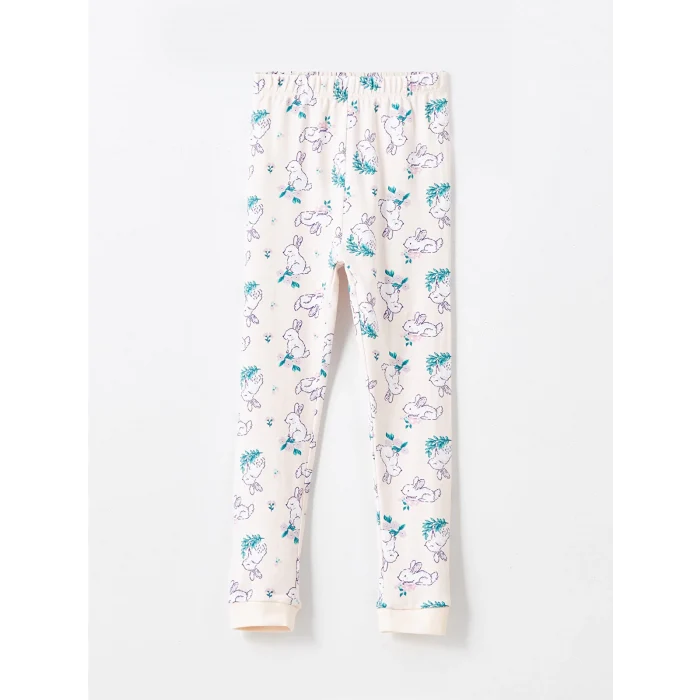 LCW Kids PEMBE Bisiklet Yaka Baskılı Uzun Kollu Kız Çocuk Pijama Takımı