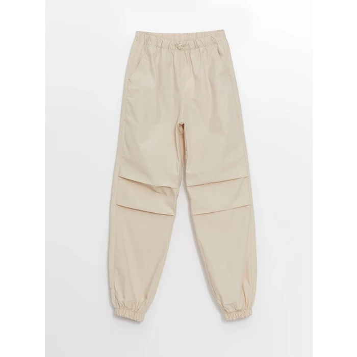 LCW Kids BEJ Beli Lastikli Kız Çocuk Jogger Pantolon