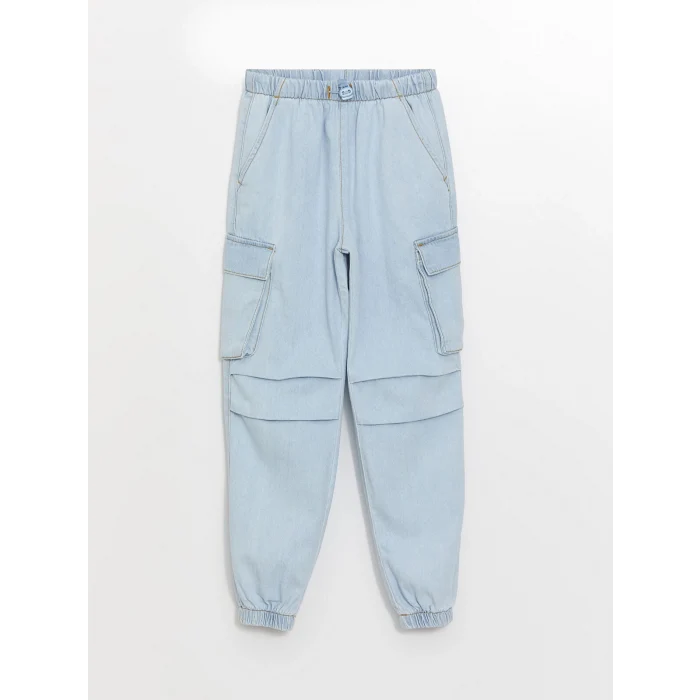 LCW Kids İNDİGO Beli Lastikli Kız Çocuk Jean Jogger Pantolon