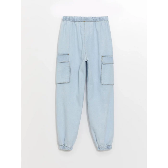 LCW Kids İNDİGO Beli Lastikli Kız Çocuk Jean Jogger Pantolon