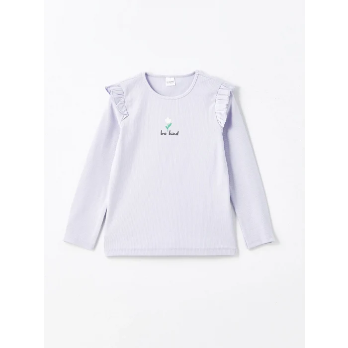 LCW Kids LİLA Bisiklet Yaka Kız Çocuk Pijama Takımı