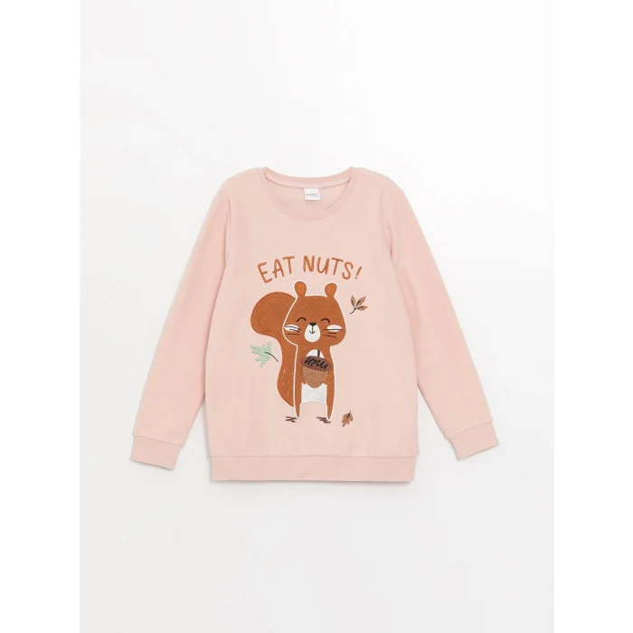 LCW Kids PEMBE Bisiklet Yaka Polar Kız Çocuk Pijama Takımı