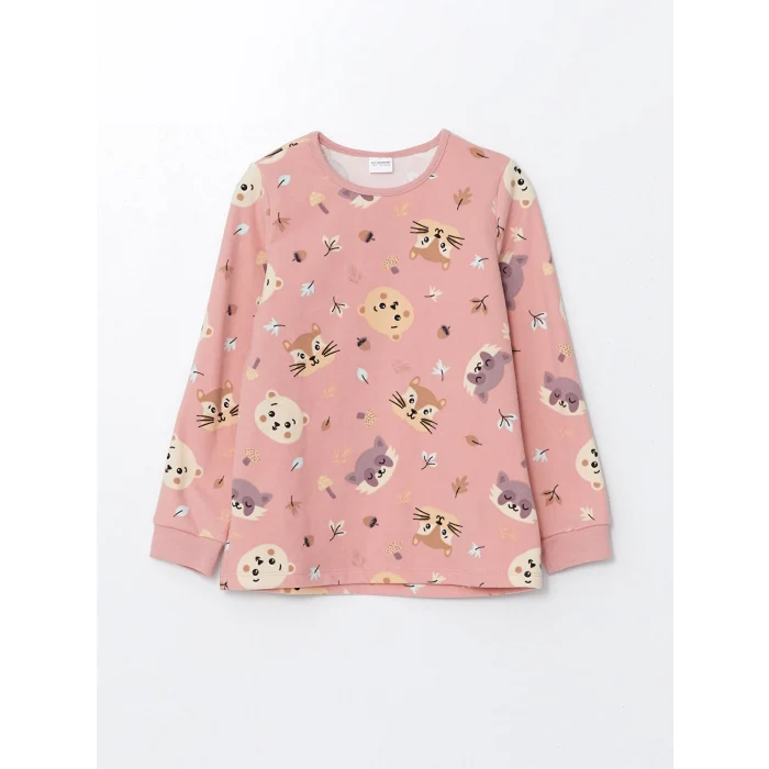 LCW Kids PEMBE Bisiklet Yaka Polar Kız Çocuk Pijama Takımı