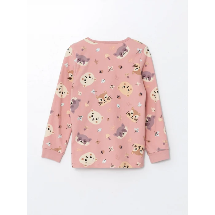 LCW Kids PEMBE Bisiklet Yaka Polar Kız Çocuk Pijama Takımı