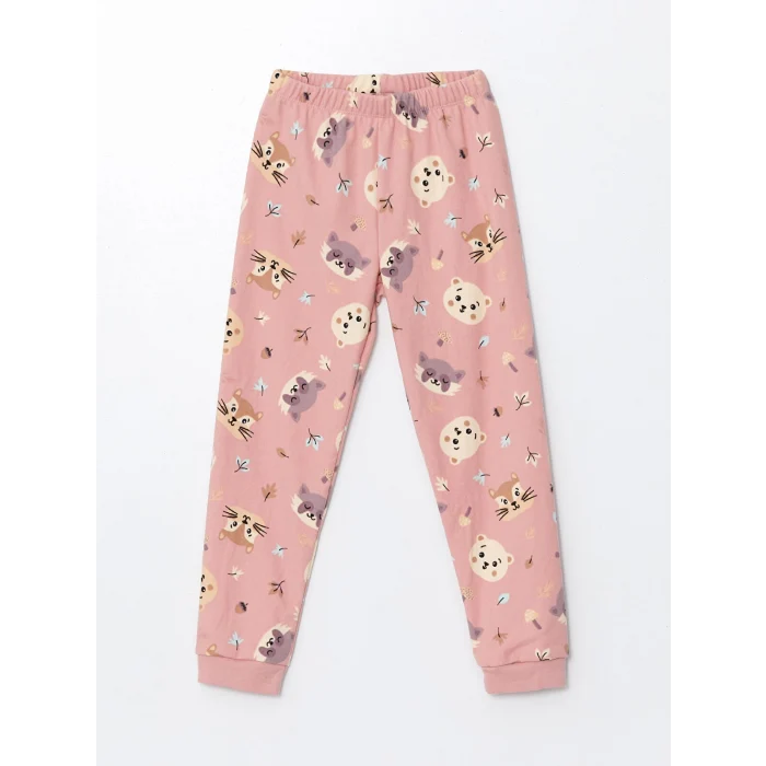 LCW Kids PEMBE Bisiklet Yaka Polar Kız Çocuk Pijama Takımı