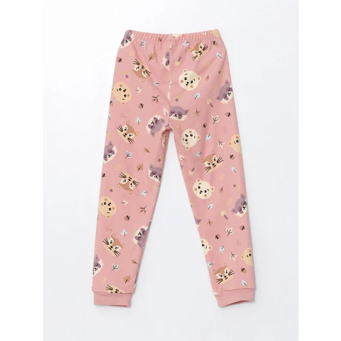 LCW Kids PEMBE Bisiklet Yaka Polar Kız Çocuk Pijama Takımı