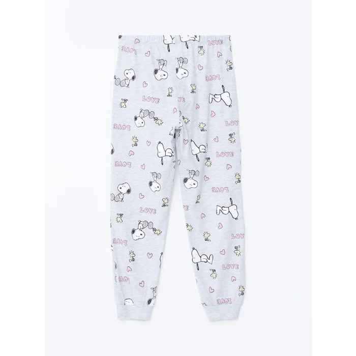 LCW Kids PEMBE Bisiklet Yaka Snoopy Baskılı Uzun Kollu Kız Çocuk Pijama Takımı