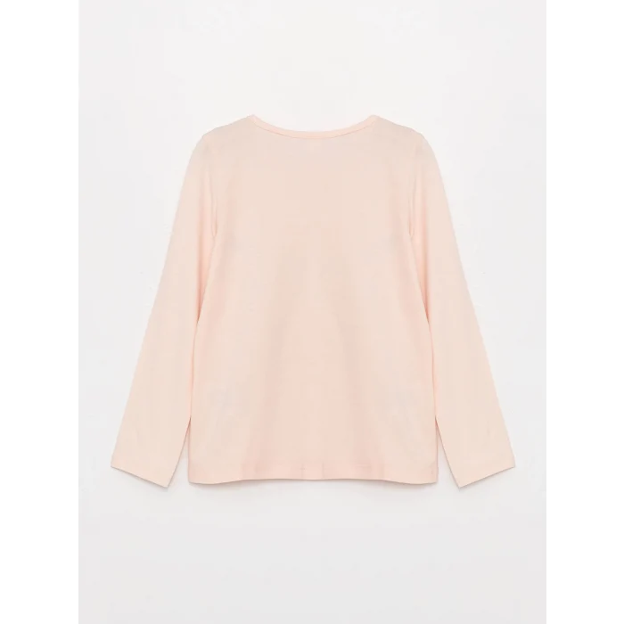 LCW Kids PEMBE Bisiklet Yaka Baskılı Uzun Kollu Kız Çocuk Pijama Takımı