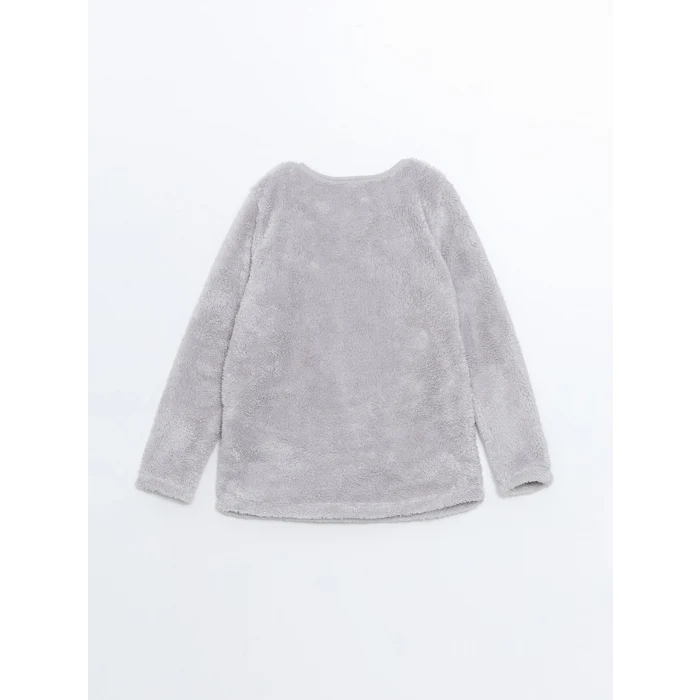 LCW Kids GRİ Bisiklet Yaka Pelüş Kız Çocuk Pijama Takımı