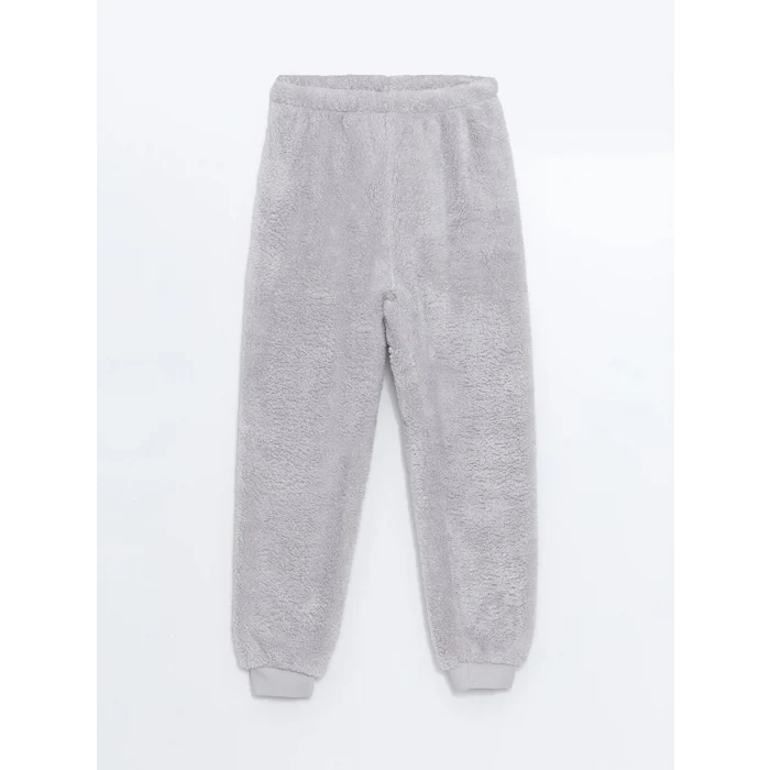 LCW Kids GRİ Bisiklet Yaka Pelüş Kız Çocuk Pijama Takımı