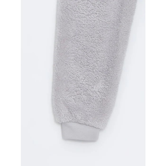 LCW Kids GRİ Bisiklet Yaka Pelüş Kız Çocuk Pijama Takımı