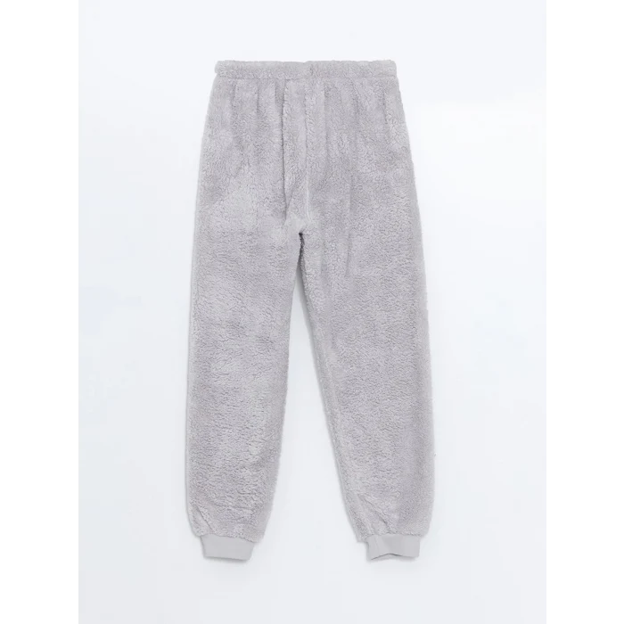 LCW Kids GRİ Bisiklet Yaka Pelüş Kız Çocuk Pijama Takımı