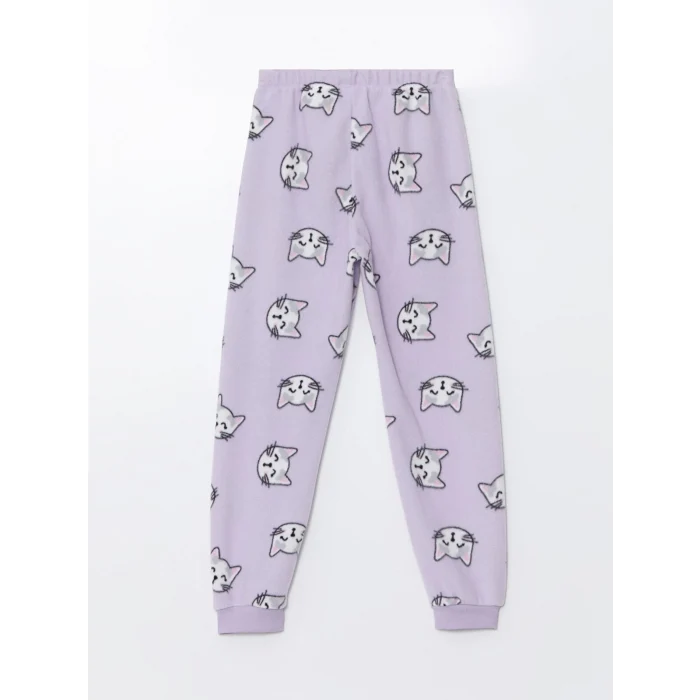 LCW Kids GRİ Bisiklet Yaka Polar Kız Çocuk Pijama Takımı
