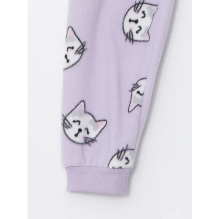 LCW Kids GRİ Bisiklet Yaka Polar Kız Çocuk Pijama Takımı