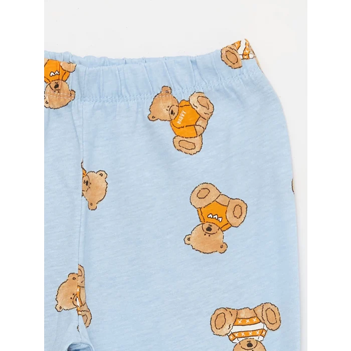 LCW Kids MAVİ Bisiklet Yaka Baskılı Uzun Kollu Kız Çocuk Pijama Takımı