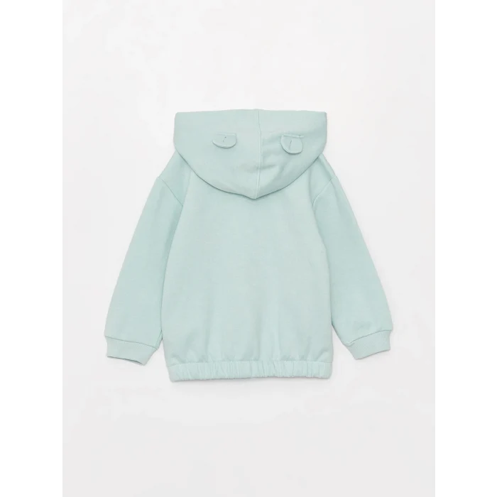 LCW baby TURKUAZ Kapüşonlu Uzun Kollu Basic Kız Bebek Sweatshirt ve Eşofman Alt 2li Takım