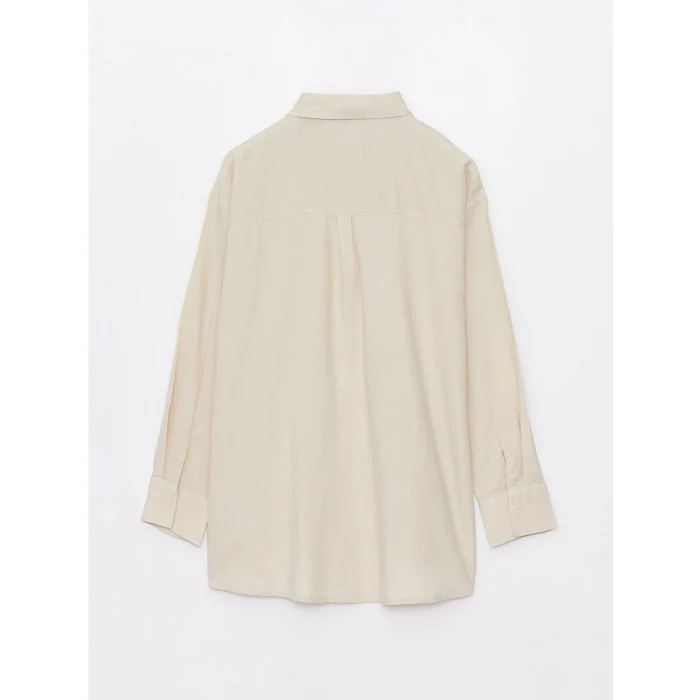 XSIDE BEJ Düz Uzun Kollu Keten Karışımlı Kadın Gömlek